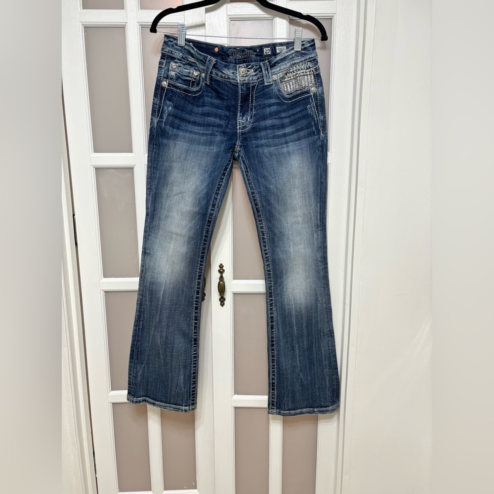 Miss Me Bootcut Jeans Size 29 Signature Western Embellished Pockets Y2K Cowgirl